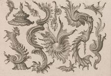 Various Designs for Rocaille Ornaments, Plate 4 from: Fortsezung von unter..., Printed ca. 1750-56. Creator: Jeremias Wachsmuth