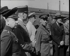 Various European Military Leaders Standing on a Railway Platform, 1939. Creator: British Pathe Ltd