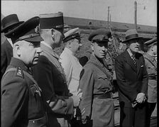 Various European Military Leaders Standing on a Railway Platform, 1939. Creator: British Pathe Ltd