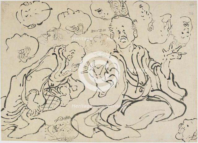 Various Faces, Edo period, ca. 1830. Creator: Hokusai.