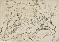 Various Faces, Edo period, ca. 1830. Creator: Hokusai