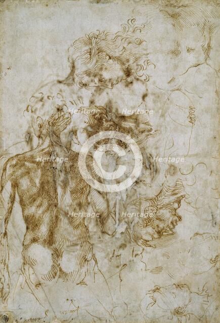 Various Figure Studies, c1490-1560. Artist: Michelangelo Buonarroti.