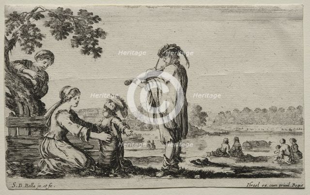Various Figures and Landscapes: A Violin Player, 1649. Creator: Stefano Della Bella (Italian, 1610-1664).