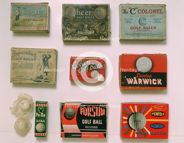 Various golf ball boxes, early 20th century. Creator: Unknown.