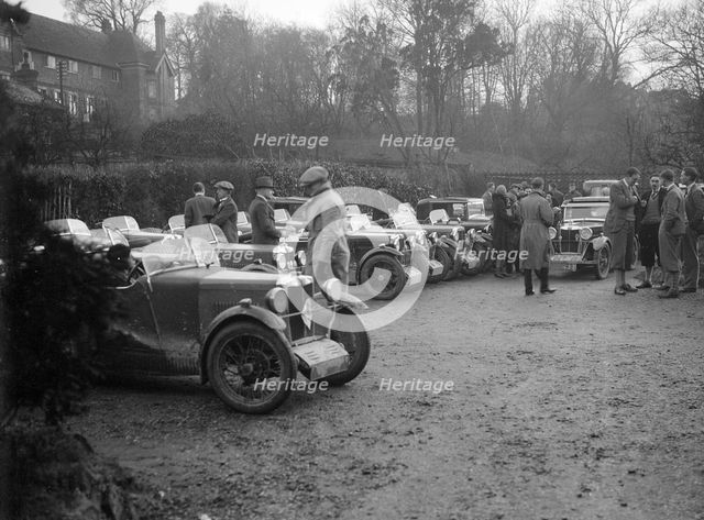 Various MGs outside the King's Arms, Berkhamsted, Hertfordshire, during the MG Car Club Trial, 1931. Artist: Bill Brunell.