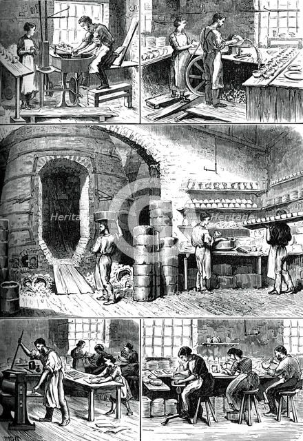 Various pottery processes, c1880. Artist: Unknown