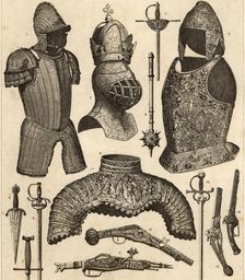 Various royal armors, helmets, bladed weapons and firearms