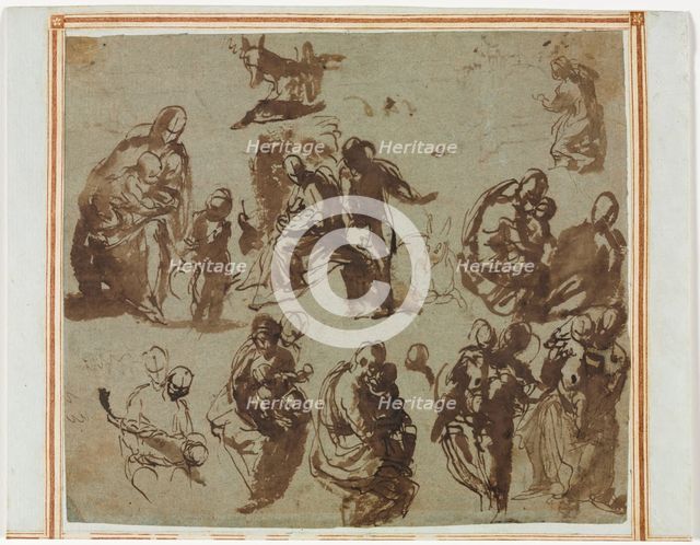 Various Sketches of the Madonna and Child, c. 1580. Creator: Paolo Veronese (Italian, 1528-1588).