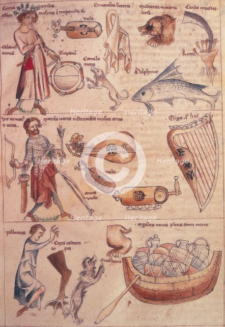 Various signs and symbols representing the zodiac, 14th century. Creator: Unknown.