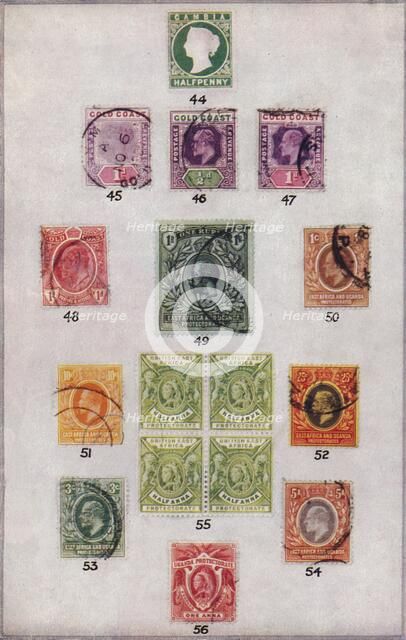 'Various Stamps of Africa Nos. 44-56', c1943, (1944). Artist: Unknown.