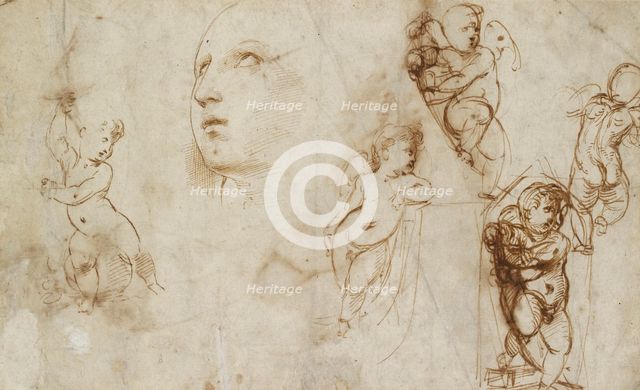 Various Studies, chiefly for the Borghese-Beckford St Catherine, early 16th century. Artist: Raphael.