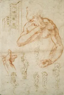 Various Studies for the Sistine Ceiling and the Tomb of Pope Julius II, c1490-1560. Artist: Michelangelo Buonarroti