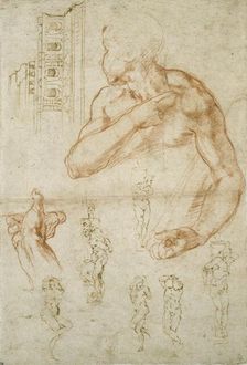 Various Studies for the Sistine Ceiling and the Tomb of Pope Julius II, c1490-1560. Artist: Michelangelo Buonarroti