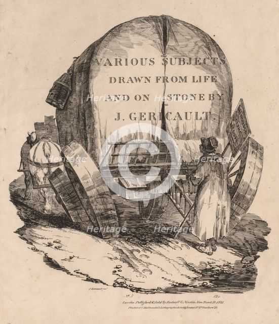 Various Subjects Drawn from Life and on Stone: A Wagon with Harnessed Horses, 1821. Creator: Théodore Géricault (French, 1791-1824).