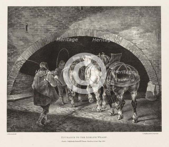 Various Subjects Drawn from Life and on Stone: Entrance to Adelphi Wharf, 1821. Creator: Théodore Géricault (French, 1791-1824).