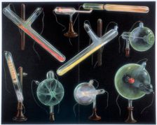 Various substances fluorescing in vacuum tubes of different shapes, 1903