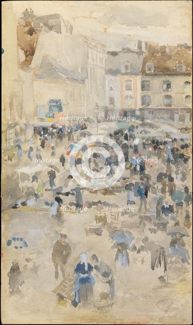 Variations in Violet and Grey—Market Place, Dieppe, 1885. Creator: James Abbott McNeill Whistler.
