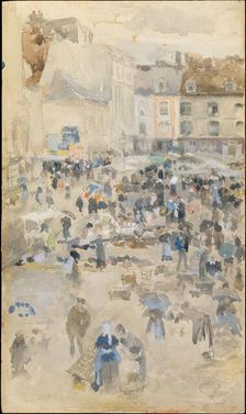 Variations in Violet and Grey—Market Place, Dieppe, 1885. Creator: James Abbott McNeill Whistler