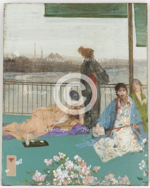 Variations in Flesh Colour and Green - The Balcony, 1864-1870; additions 1870-1879. Creator: James Abbott McNeill Whistler.