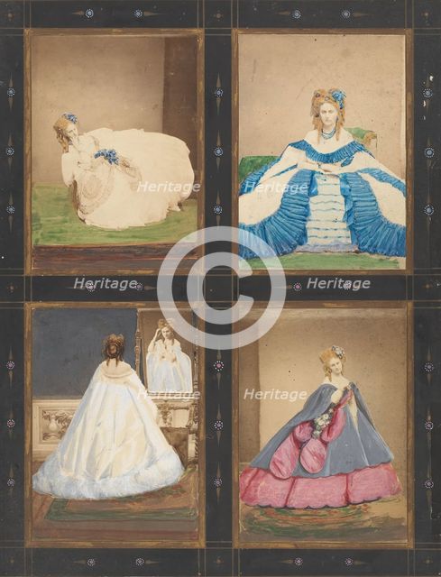 [Variations on the "Elvira" and "Ritrosetta" Dresses], 1861-67. Creator: Pierre-Louis Pierson.
