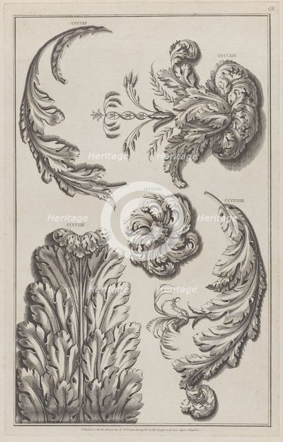 Varieties of Leaf Ornament, nos. CCCCLV-CCCCLIX ("Designs for Various Ornaments," pl. 68),..., 1801. Creator: After Michelangelo Pergolesi.
