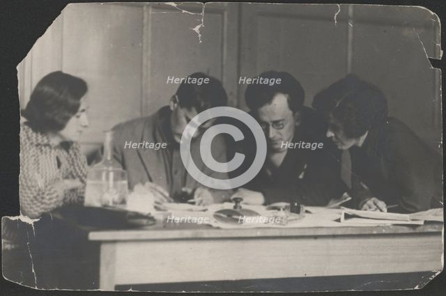 Varlam Shalamov and Arkady Shumsky at the editorial office Za udarnichestvo, 1932.
