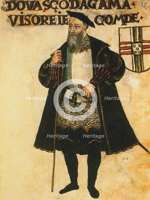 Vasco da Gama, as Viceroy of India and Count of Vidigueira. From Livro de Lisuarte de Abreu , c. 156