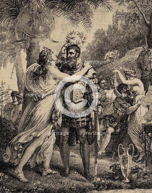 Vasco da Gama on the Island of Love. Illustration for The Lusiads by Luiz de Camoes, 1817.