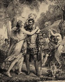 Vasco da Gama on the Island of Love. Illustration for The Lusiads by Luiz de Camoes, 1817