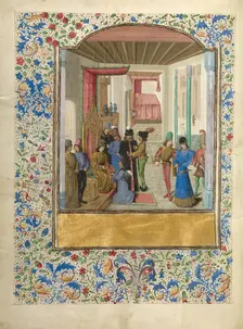 Vasco da Lucena Giving his Work to Charles the Bold, about 1470-1475. Creator: Master of the Jardin de vertueuse consolation