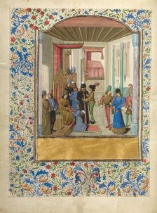 Vasco da Lucena Giving his Work to Charles the Bold, about 1470-1475. Creator: Master of the Jardin de vertueuse consolation