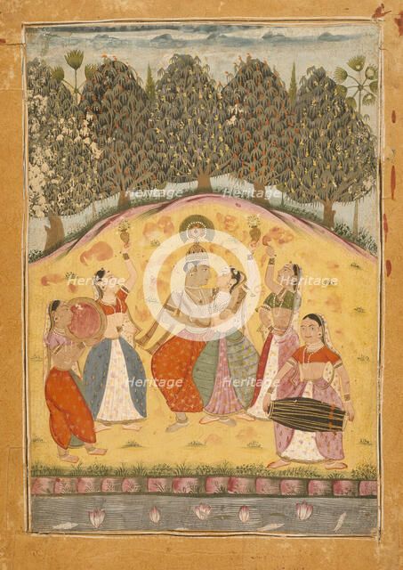 Vasanta Ragini, Second Wife of Dipak Raga, Folio from a Ragamala (Garland..., 1700 or earlier. Creator: Unknown.
