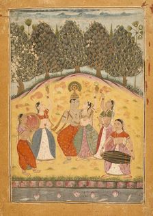 Vasanta Ragini, Second Wife of Dipak Raga, Folio from a Ragamala (Garland..., 1700 or earlier. Creator: Unknown