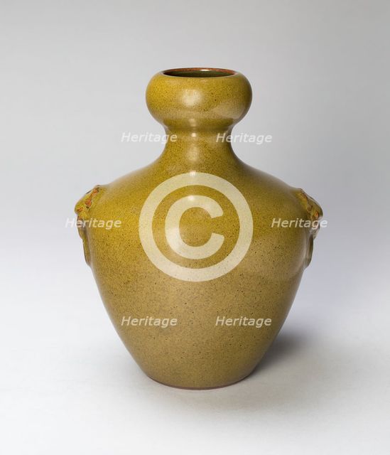 Vase with Animal Handles, Qing dynasty (1644-1911), Yongzheng reign mark and period (1723-35). Creator: Unknown.
