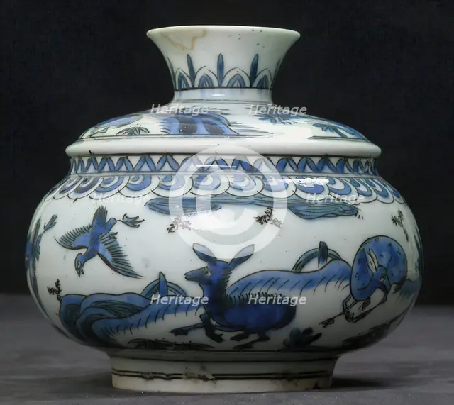 Vase with Animals in a Landscape, Iran, 17th century. Creator: Unknown.