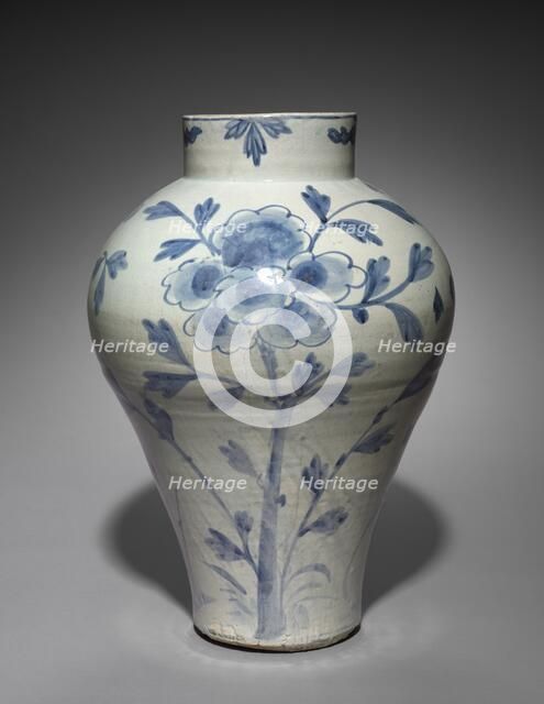 Vase with Bird and Flower Design, 1800s-1900s. Creator: Unknown.