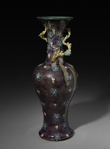 Vase with Branch of Plum Blossoms: Fahua Ware, 1500s. Creator: Unknown