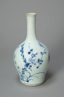 Vase with Cherry Blossom Branch and Bamboos, Korea, Joseon dynasty (1392-1910), 19th century. Creator: Unknown