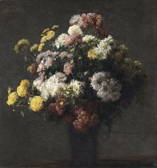 Vase with Chrysanthemums, unknown date. Creator: Henri Fantin-Latour