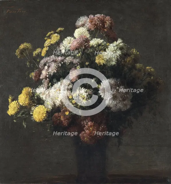 Vase with Chrysanthemums, unknown date. Creator: Henri Fantin-Latour.