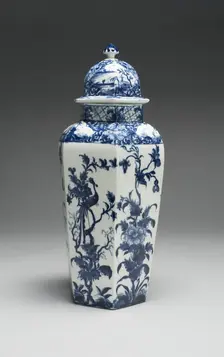 Vase with Cover (one of a pair), Worcester, c. 1760. Creator: Royal Worcester