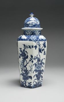 Vase with Cover (one of a pair), Worcester, c. 1760. Creator: Royal Worcester