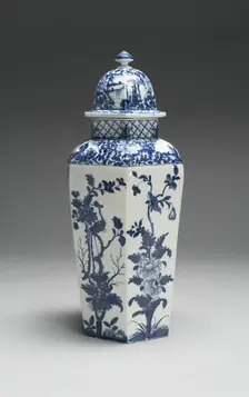 Vase with Cover (one of a pair), Worcester, c. 1760. Creator: Royal Worcester