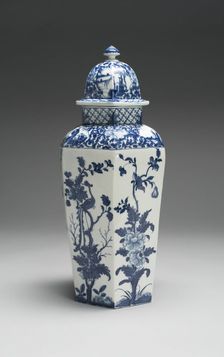 Vase with Cover (one of a pair), Worcester, c. 1760. Creator: Royal Worcester