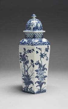 Vase with Cover (one of a pair), Worcester, c. 1760. Creator: Royal Worcester
