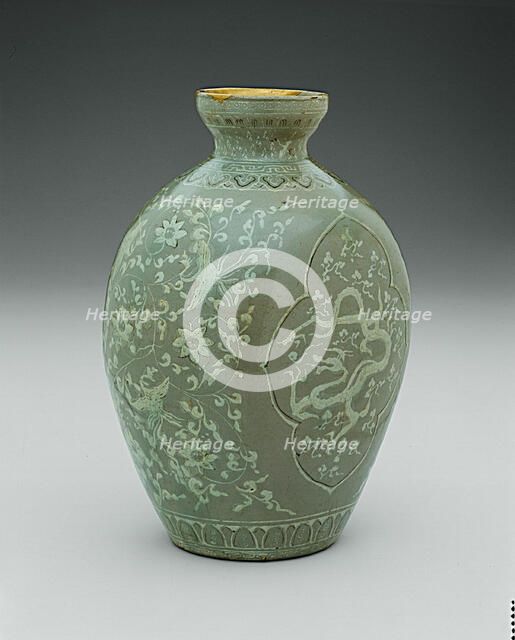 Vase with Dragon and Phoenix, Korea, Goryeo dynasty (918-1392), late 13th/early 14th century. Creator: Unknown.
