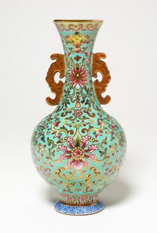 Vase with Dragon-Shaped Handles, Qing dynasty, Qianlong reign (1736-1795), probably late 18th cent. Creator: Unknown