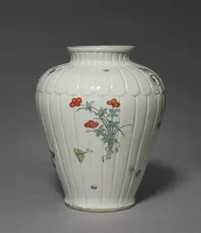 Vase with Floral, Insect, Bird, and Chinese Designs: Kakiemon Type, late 17th century. Creator: Unknown