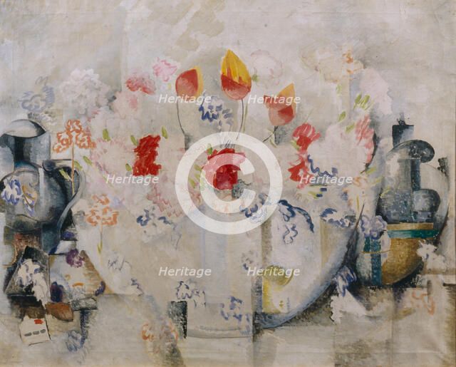 Vase with Flowers. Artist: Exter, Alexandra Alexandrovna (1882-1949)