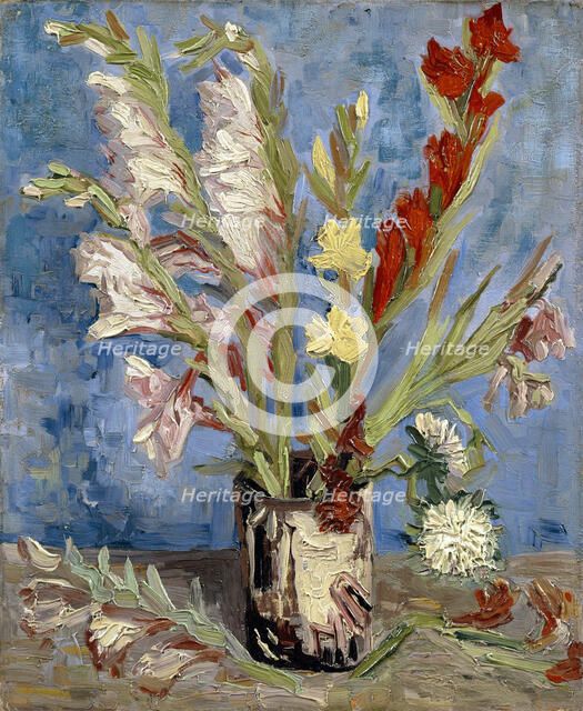 Vase with gladioli and China asters, 1886. Artist: Gogh, Vincent, van (1853-1890)